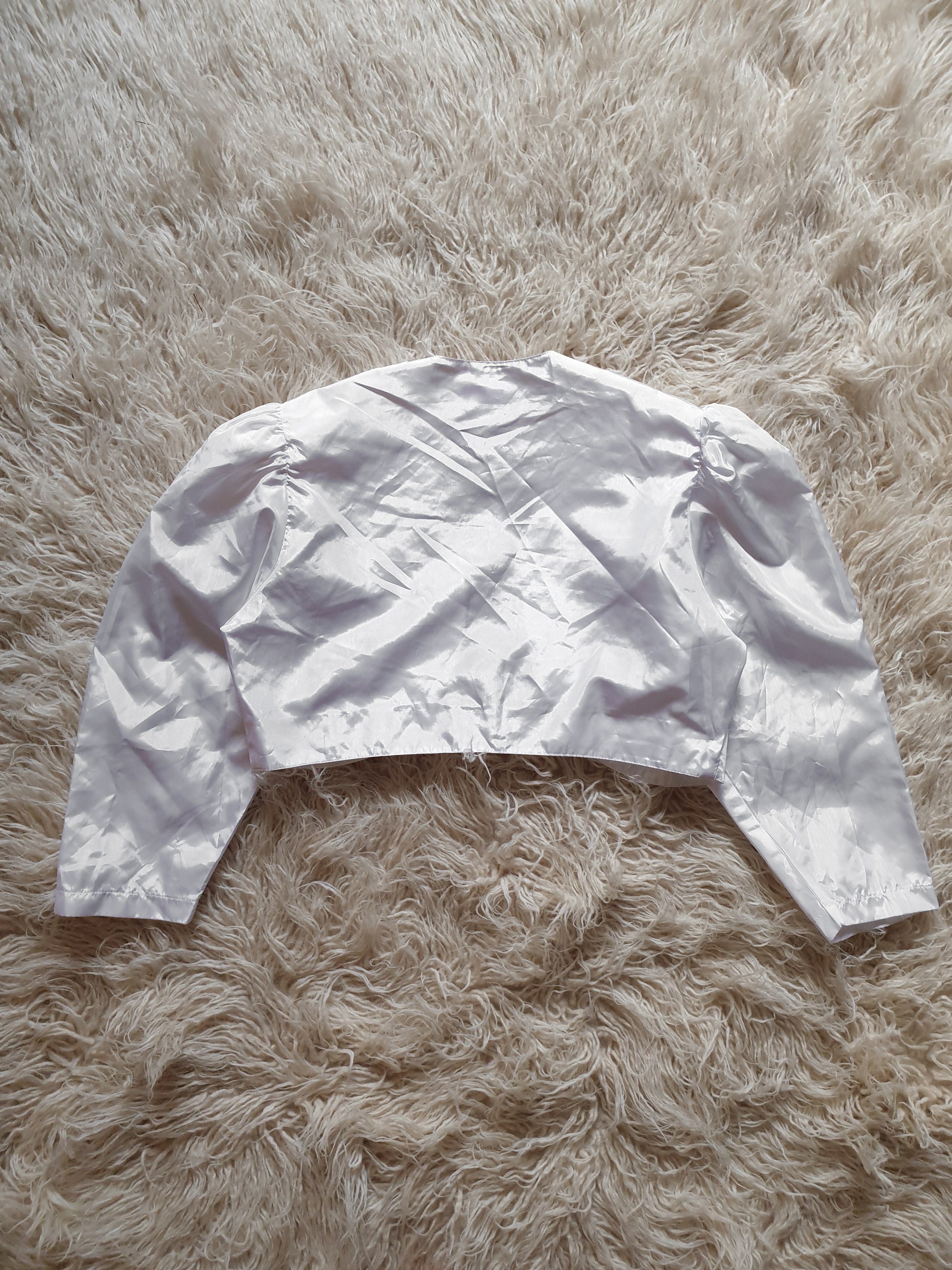 Vintage 1980s Cropped White Tafetta Bolero Jacket