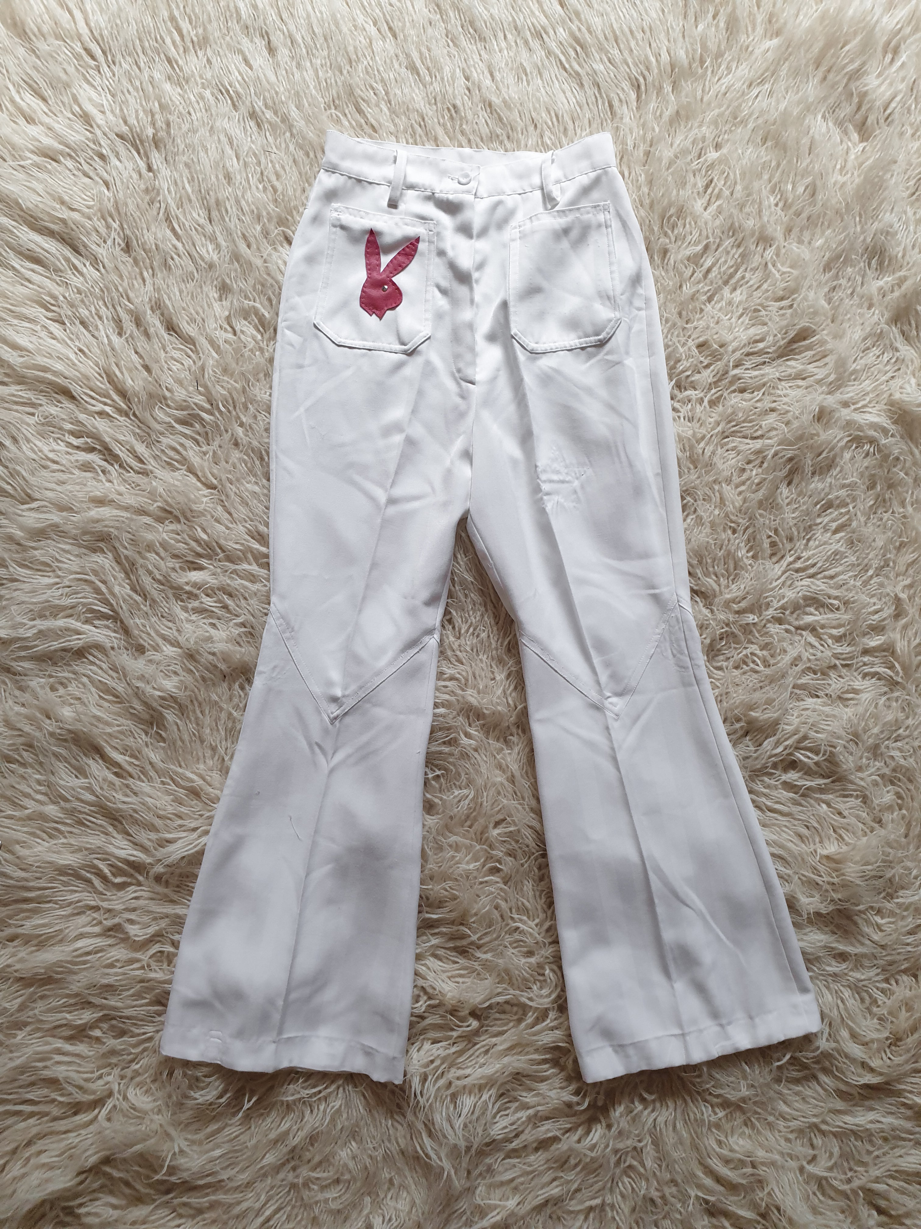 Vintage 1970s White Bunny Flares