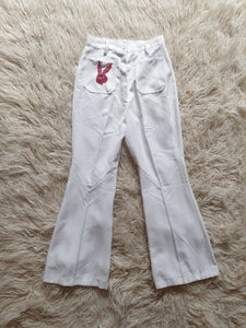 Vintage 1970s White Bunny Flares