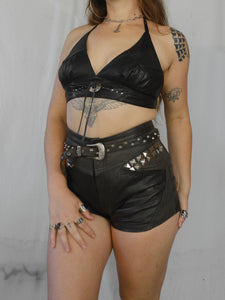 Vintage 1980s/90s Leather Halter Top