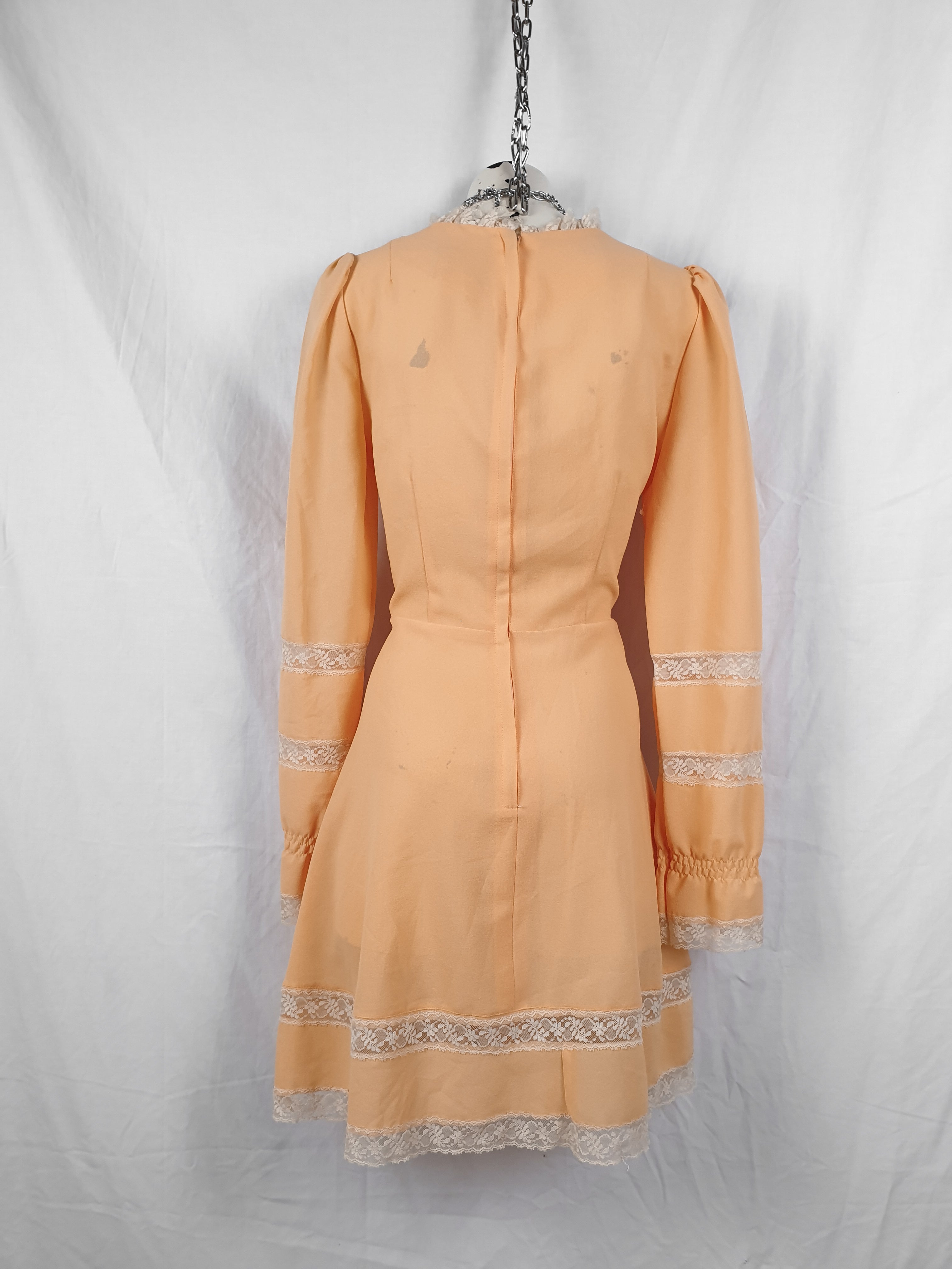 Vintage 1970s Peachy Pink Mini Prairie Dress