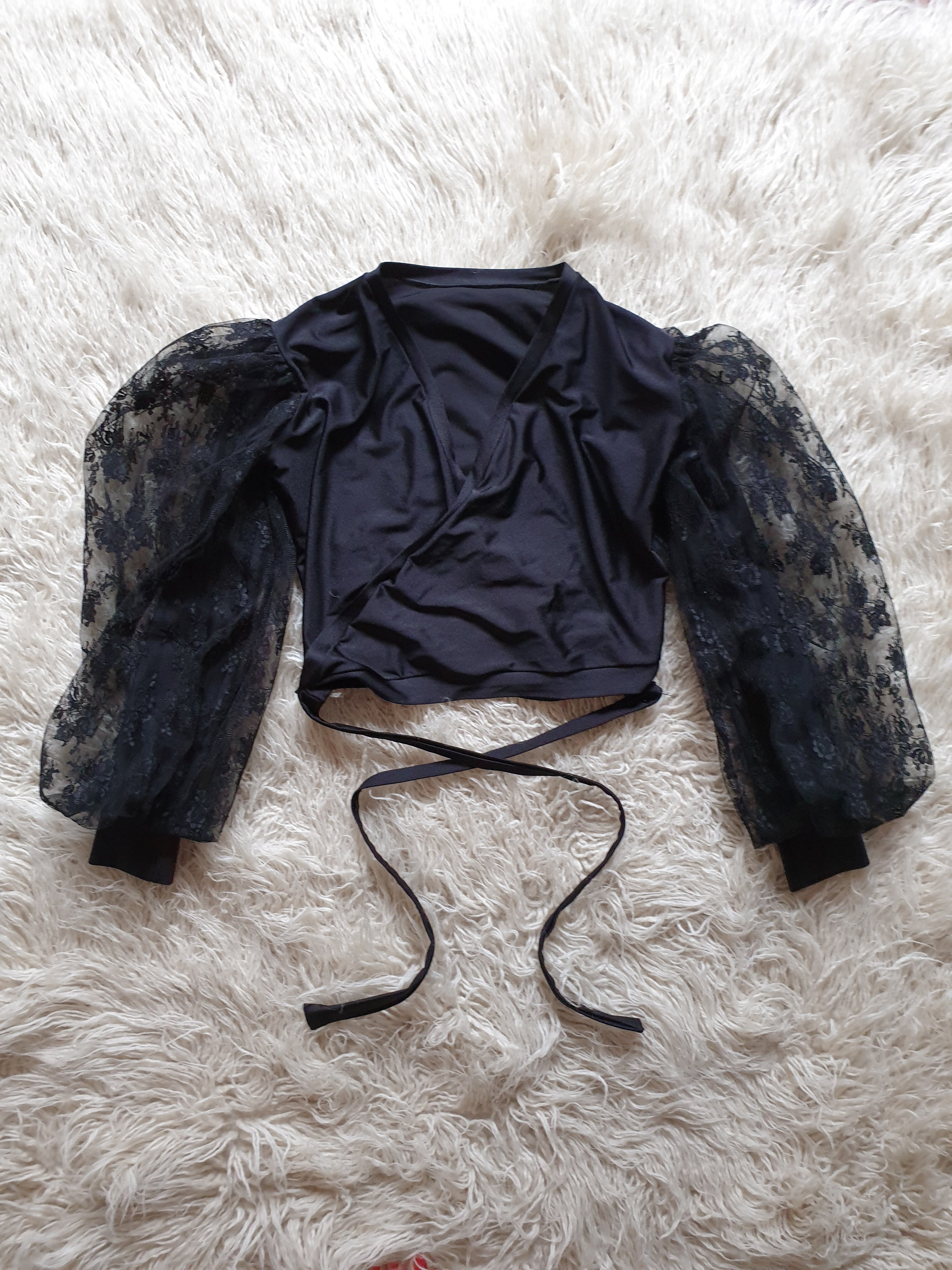 Vintage 1970s/80s Lycra & Lace Wrap Around Top