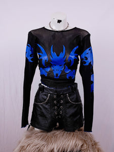 Vintage Mesh Dragon Long Sleeve Top