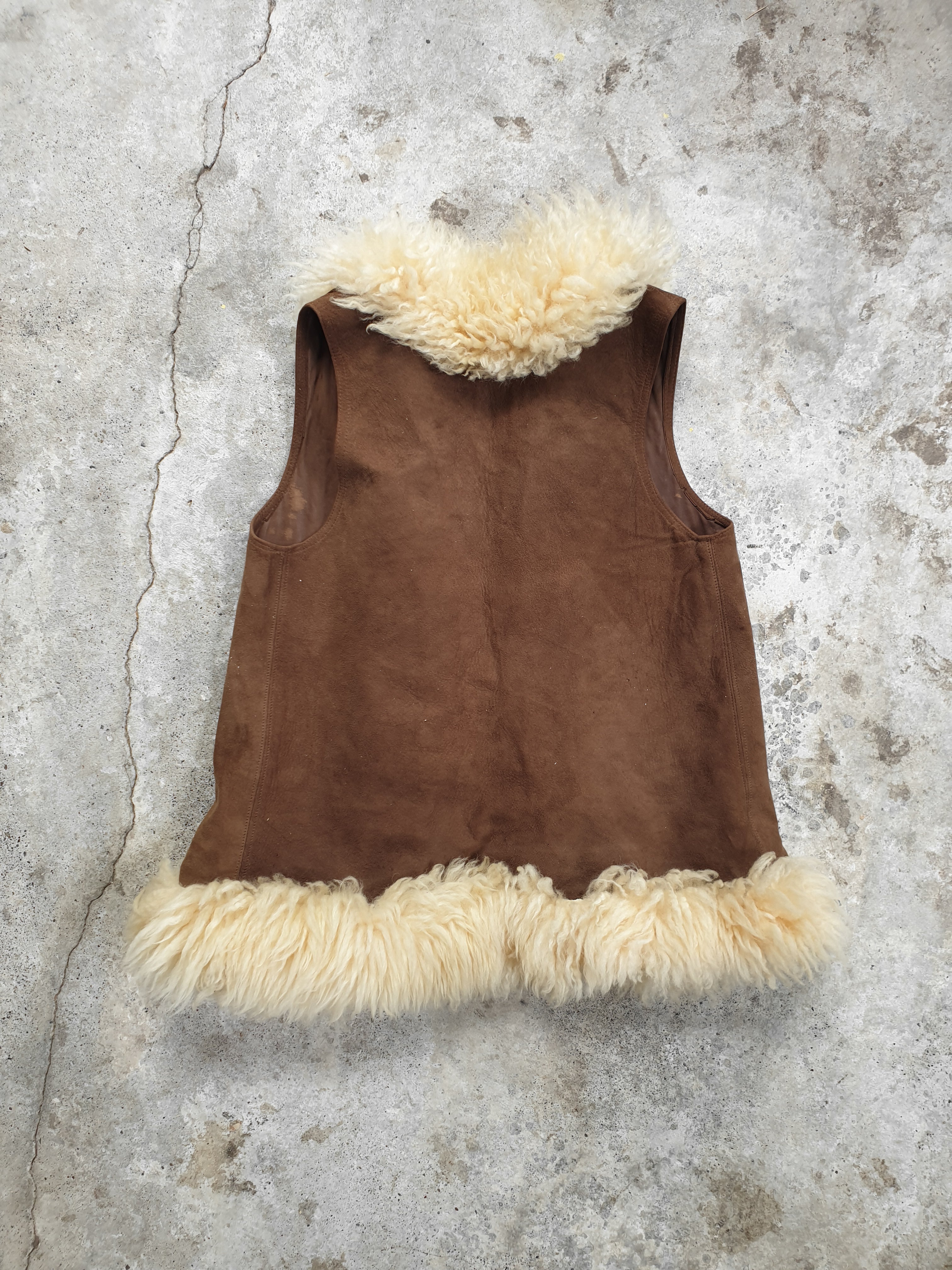 Vintage 1970s Suede & Sheep's Wool Vest