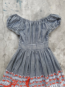 Vintage 1960s Gingham Milkmaid Dress