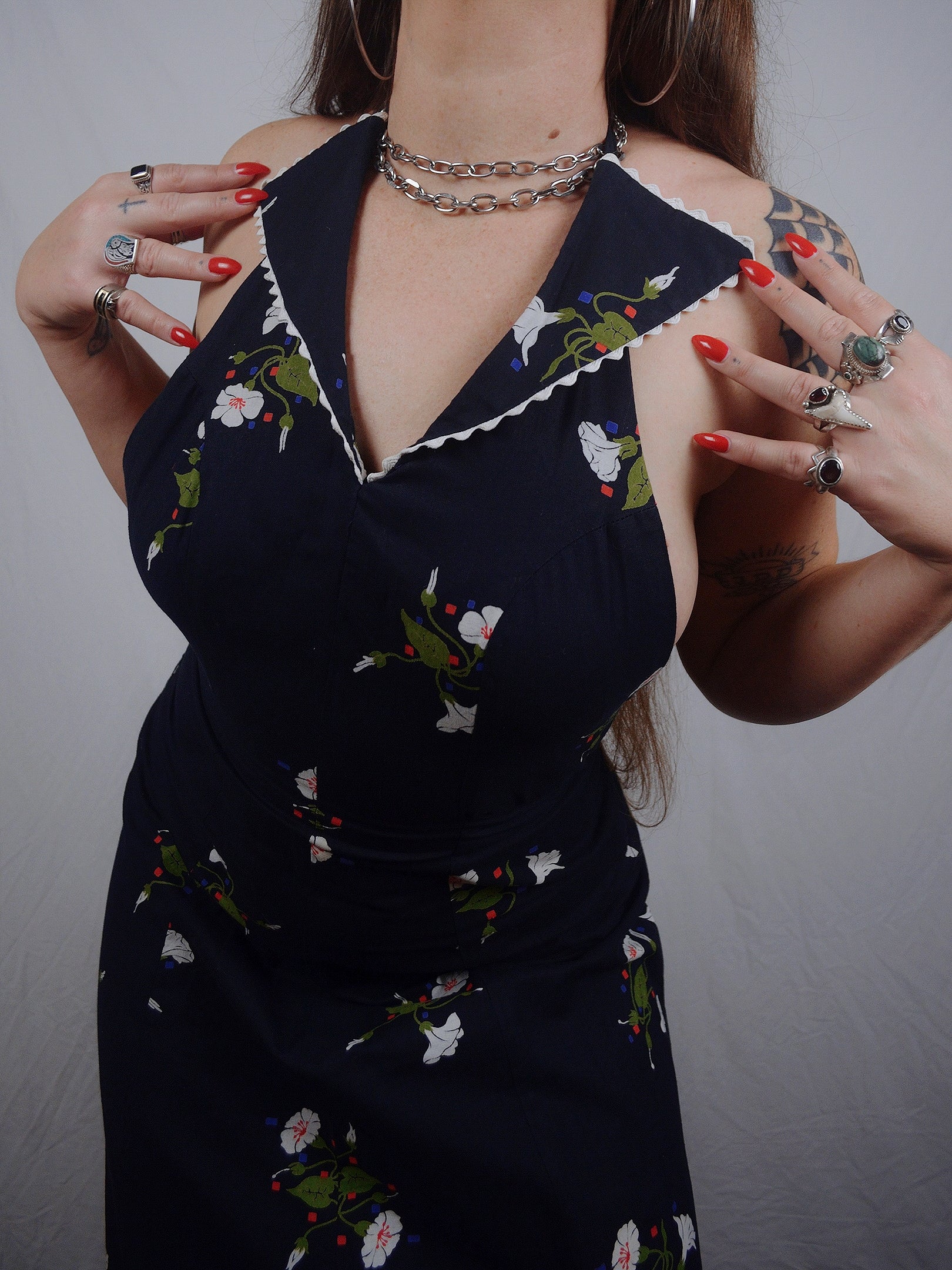 Vintage 1970s Backless Maxi Halter Dress