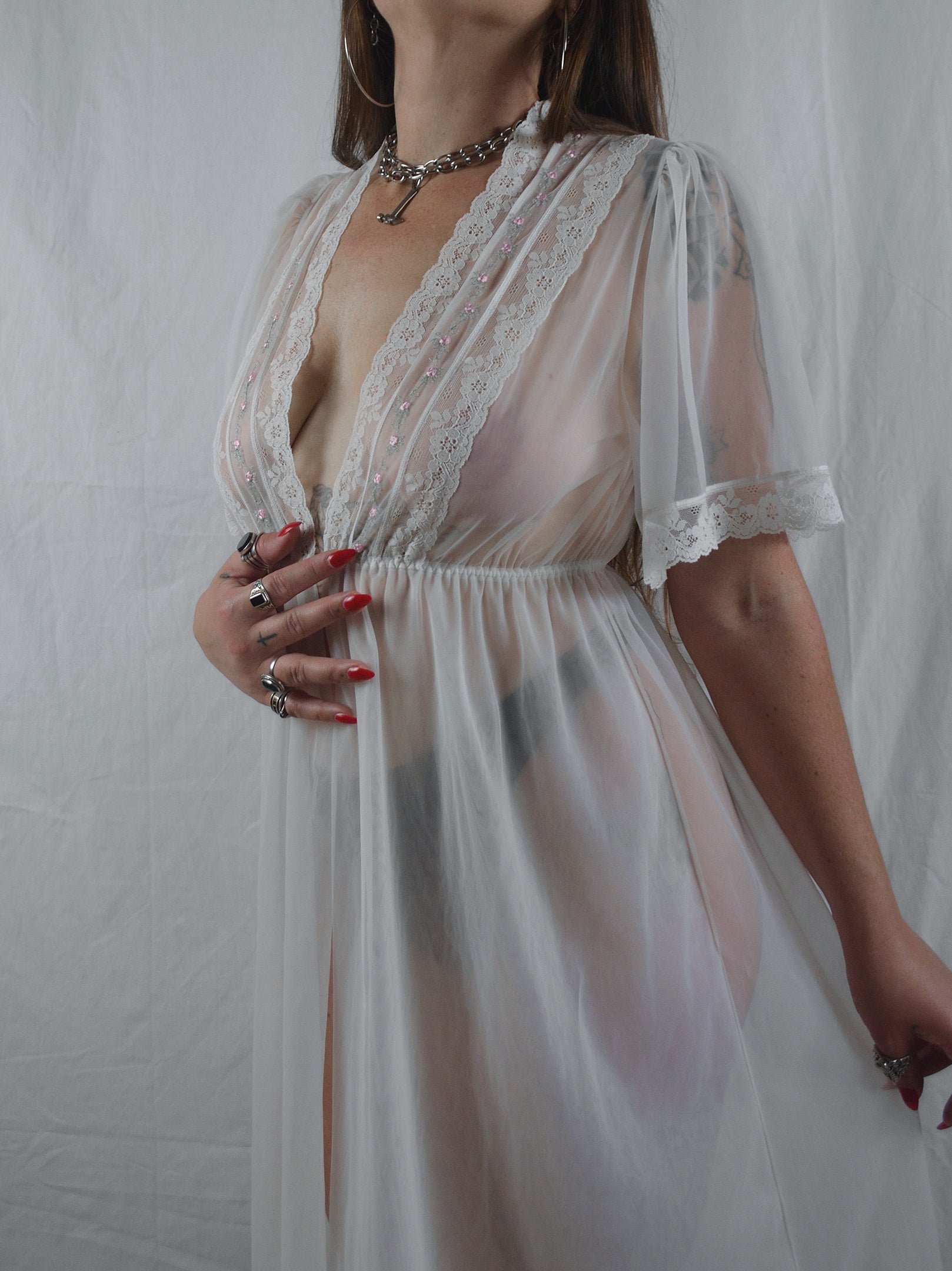 Vintage 1980s Sheer Peignoir