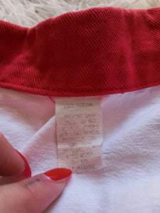 Vintage 1980s Red & White Western Denim Vest