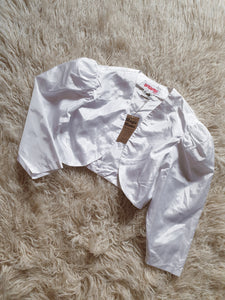 Vintage 1980s Cropped White Tafetta Bolero Jacket