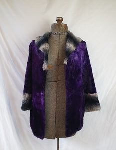 Vintage Crushed Velvet & Faux Fur Jacket