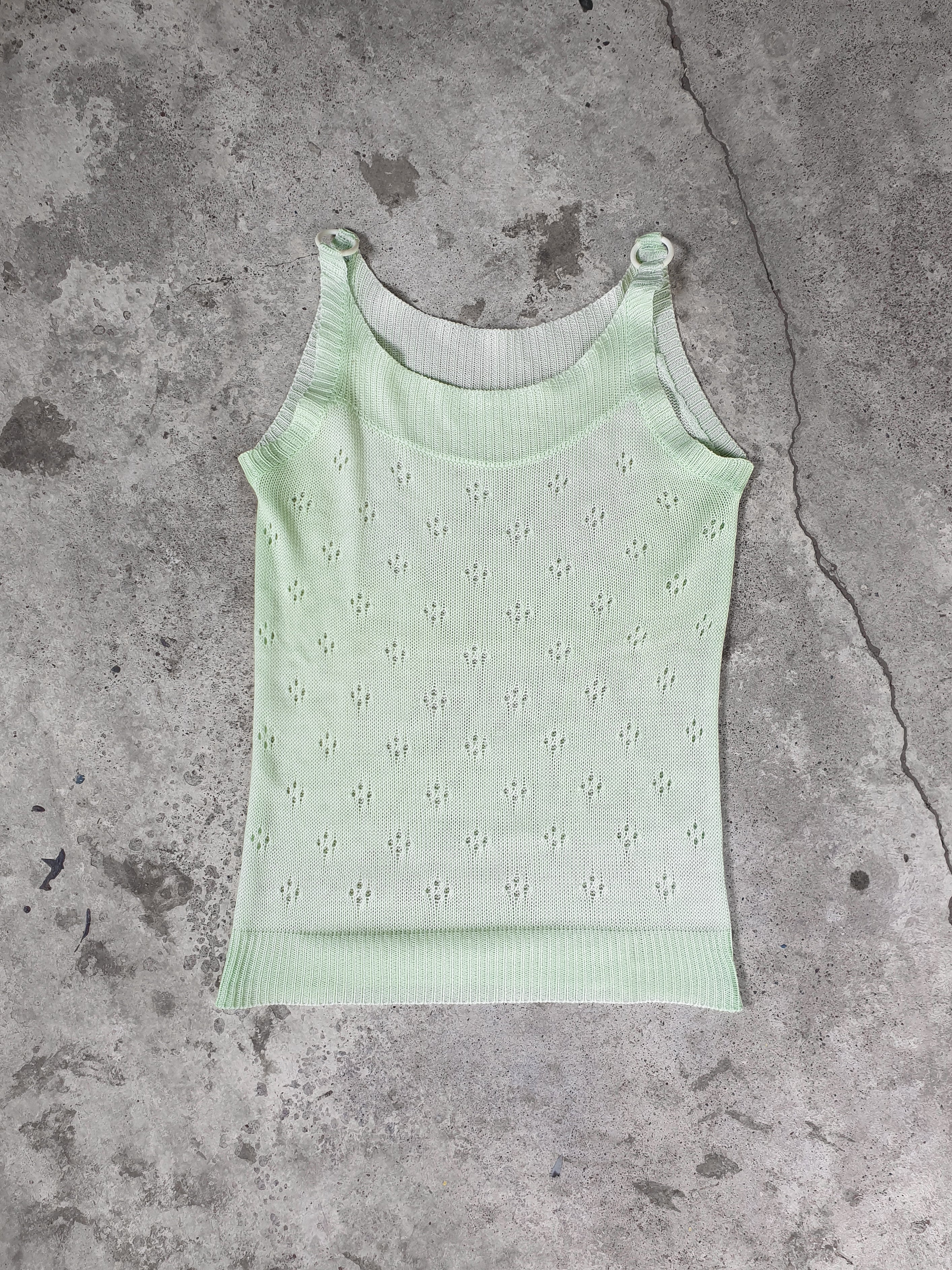 Vintage Green Knit O-Ring Top