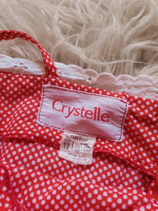 Vintage 1970s Red & White Spotty Midi Dress