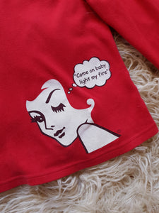 Vintage Redhead Matches Come On Baby Light My Fire Long Sleeve Tshirt