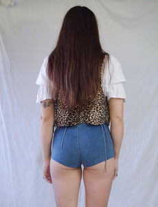 Handmade 'Magic Mama' Faux Fur Leopard Print Lace Up Vest