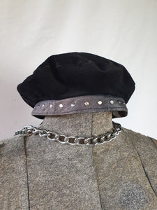 Vintage 80s/90s Suede Leather Studded Beret