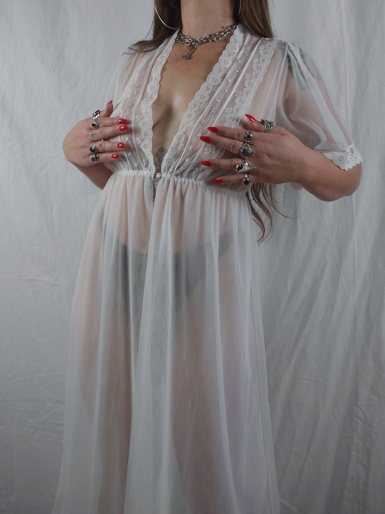 Vintage 1980s Sheer Peignoir