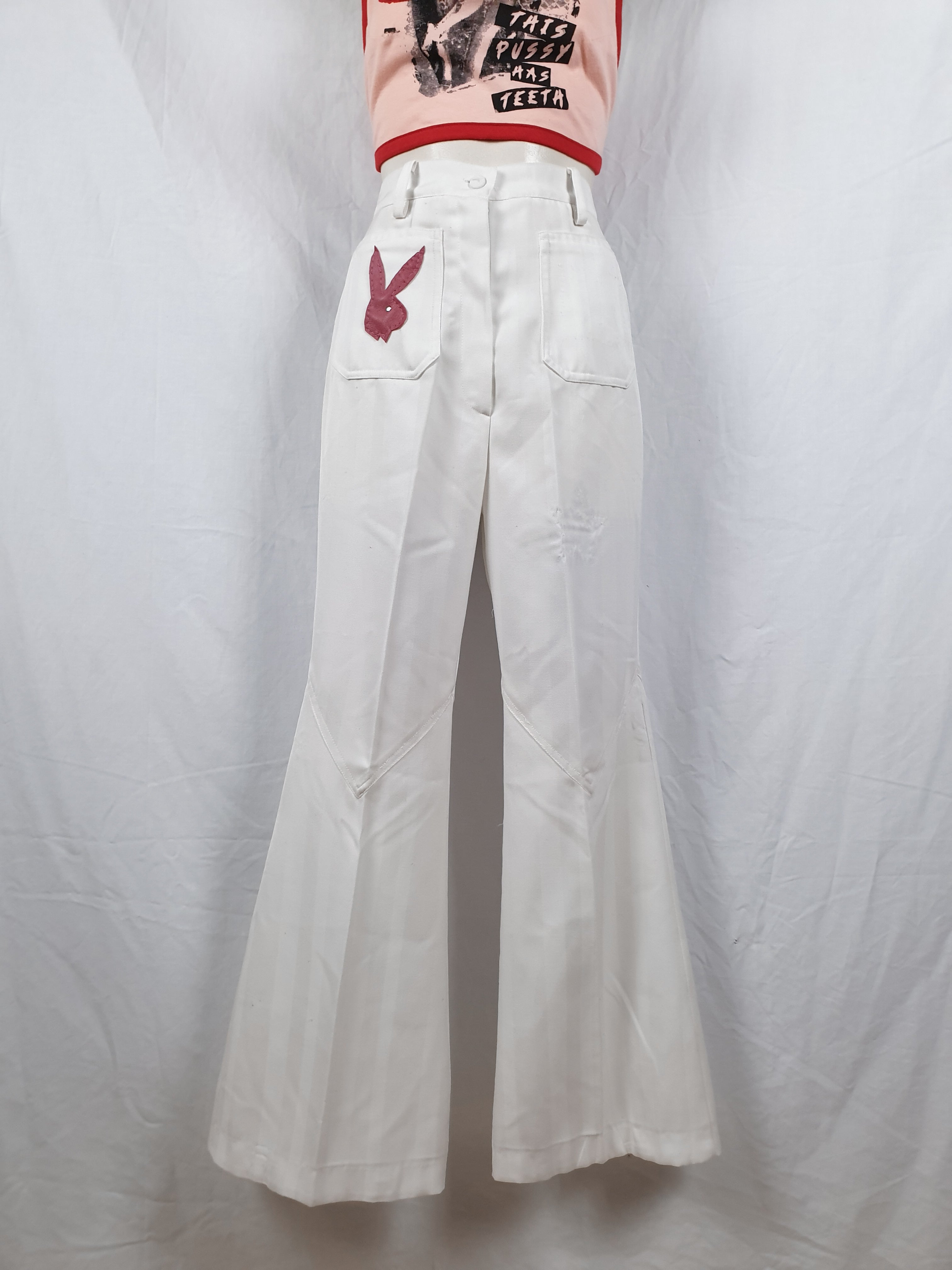 Vintage 1970s White Bunny Flares