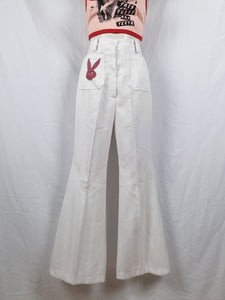 Vintage 1970s White Bunny Flares