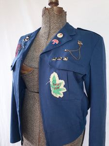 Vintage 90s Patched Navy Military Jacket