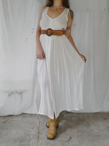 Vintage 1990s White Cotton Gauze Maxi Dress