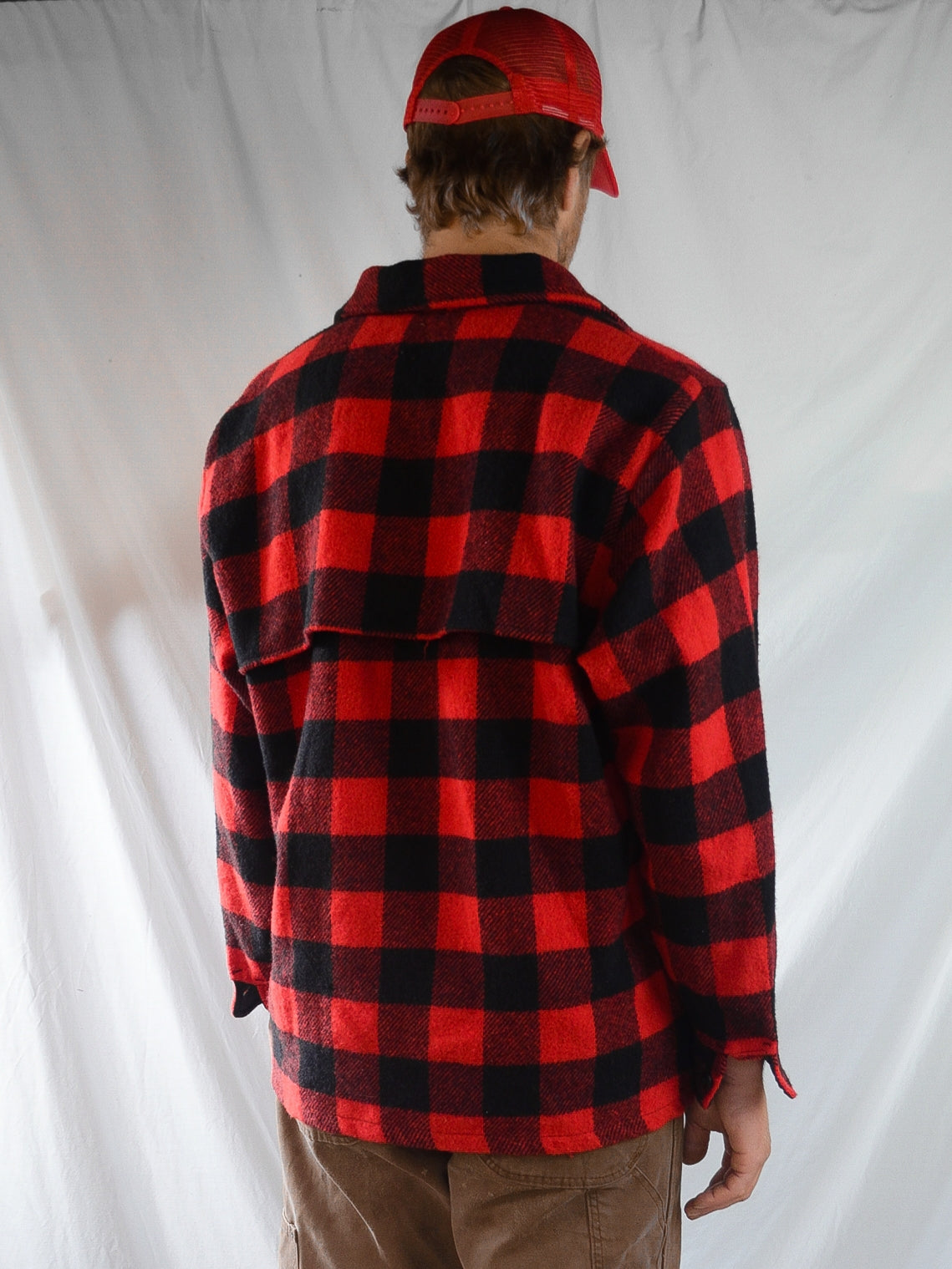 Vintage Red & Black Plaid Hunting Lumber Jacket