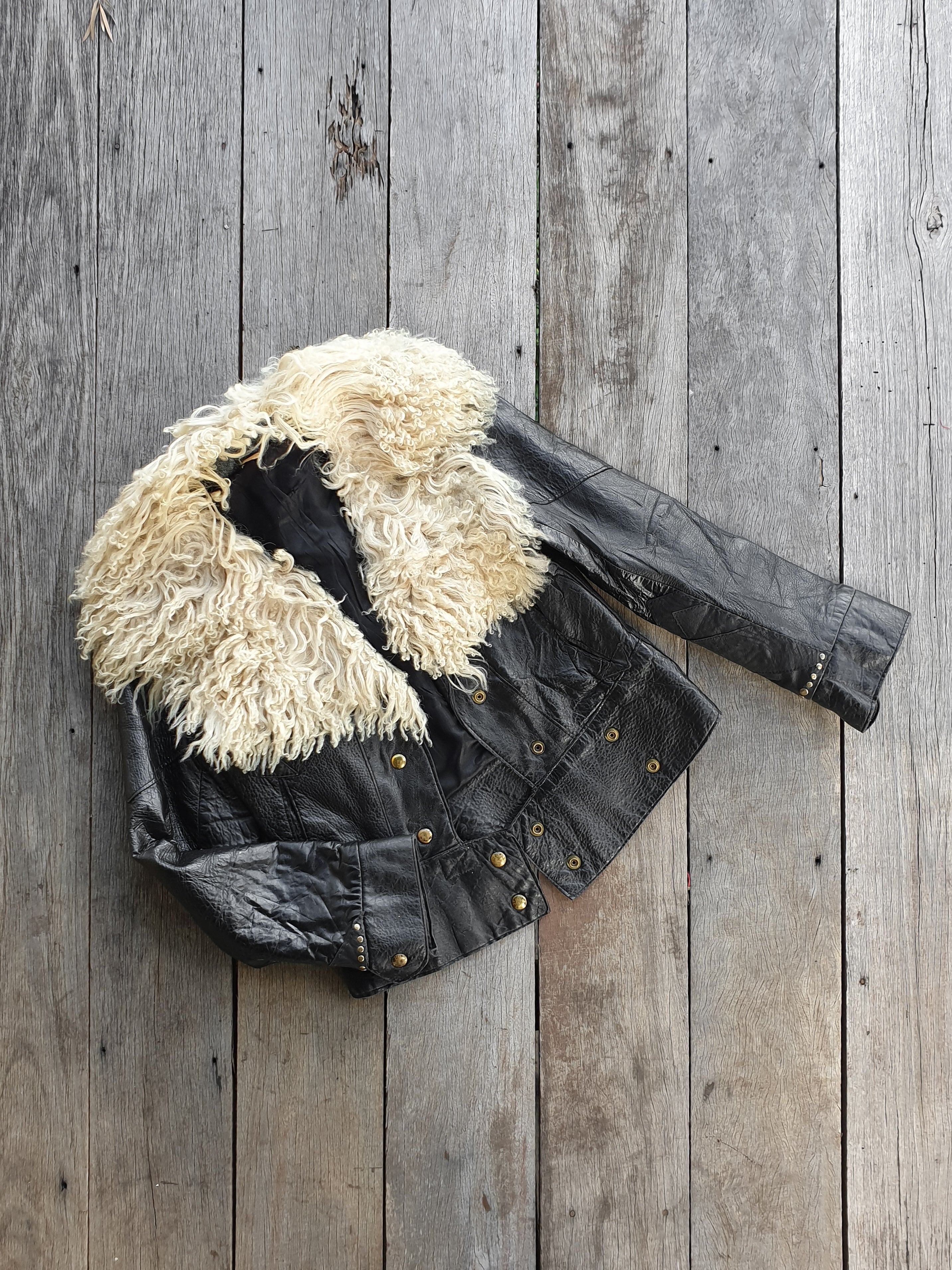 Vintage 1970s Leather & Fur Lady Western Jacket