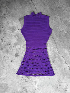 Vintage 1970s Purple Knit Mini Dress