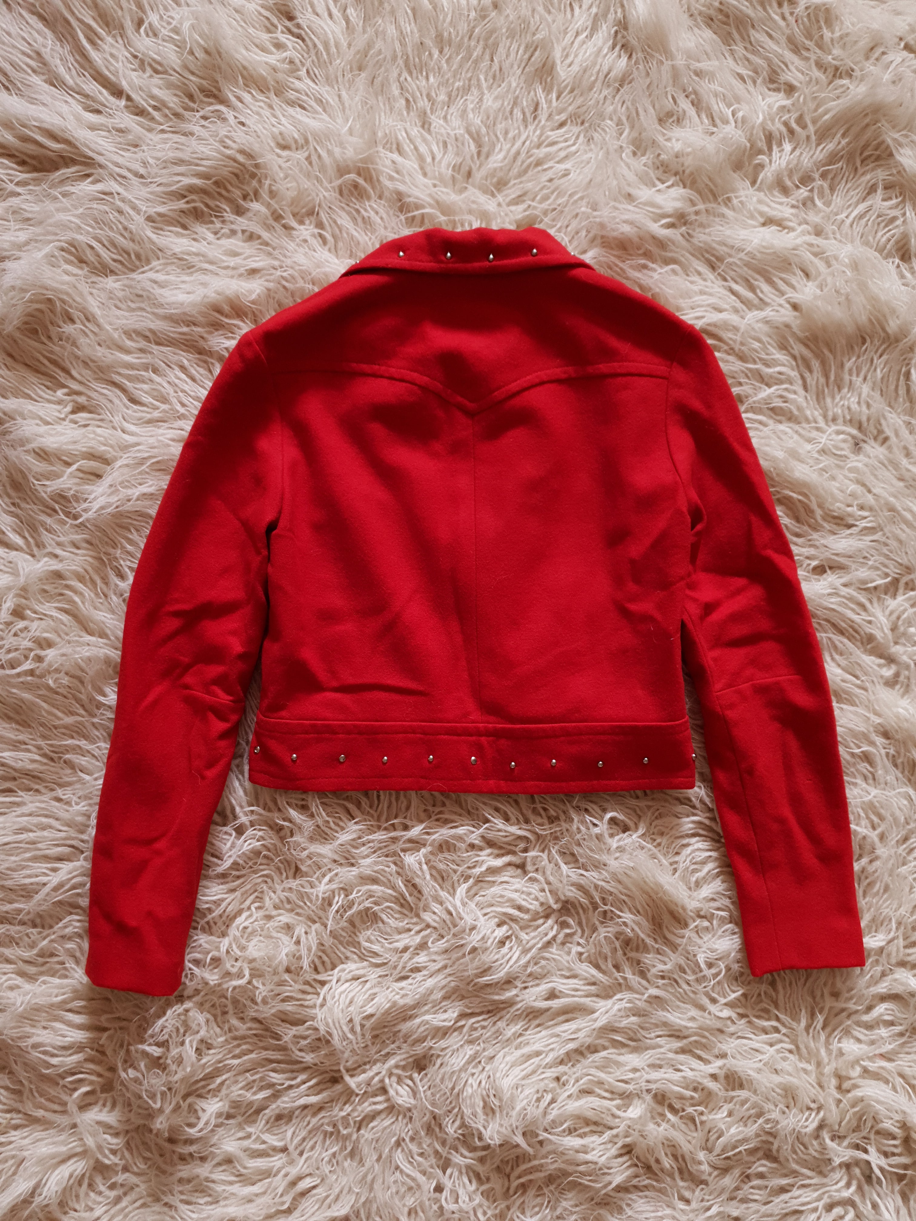 Vintage 1970s Studded Red Wool Jacket