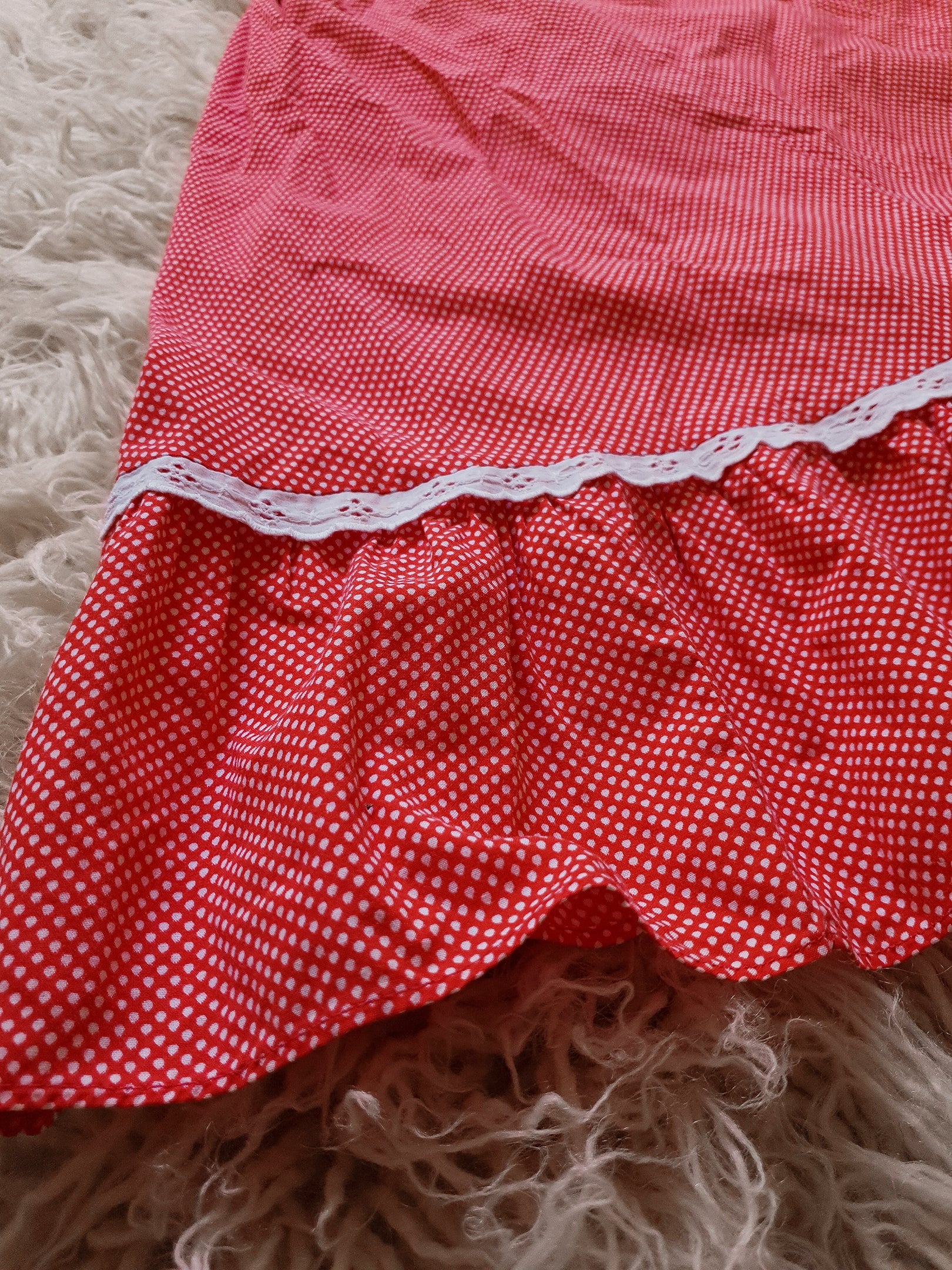 Vintage 1970s Red & White Spotty Midi Dress