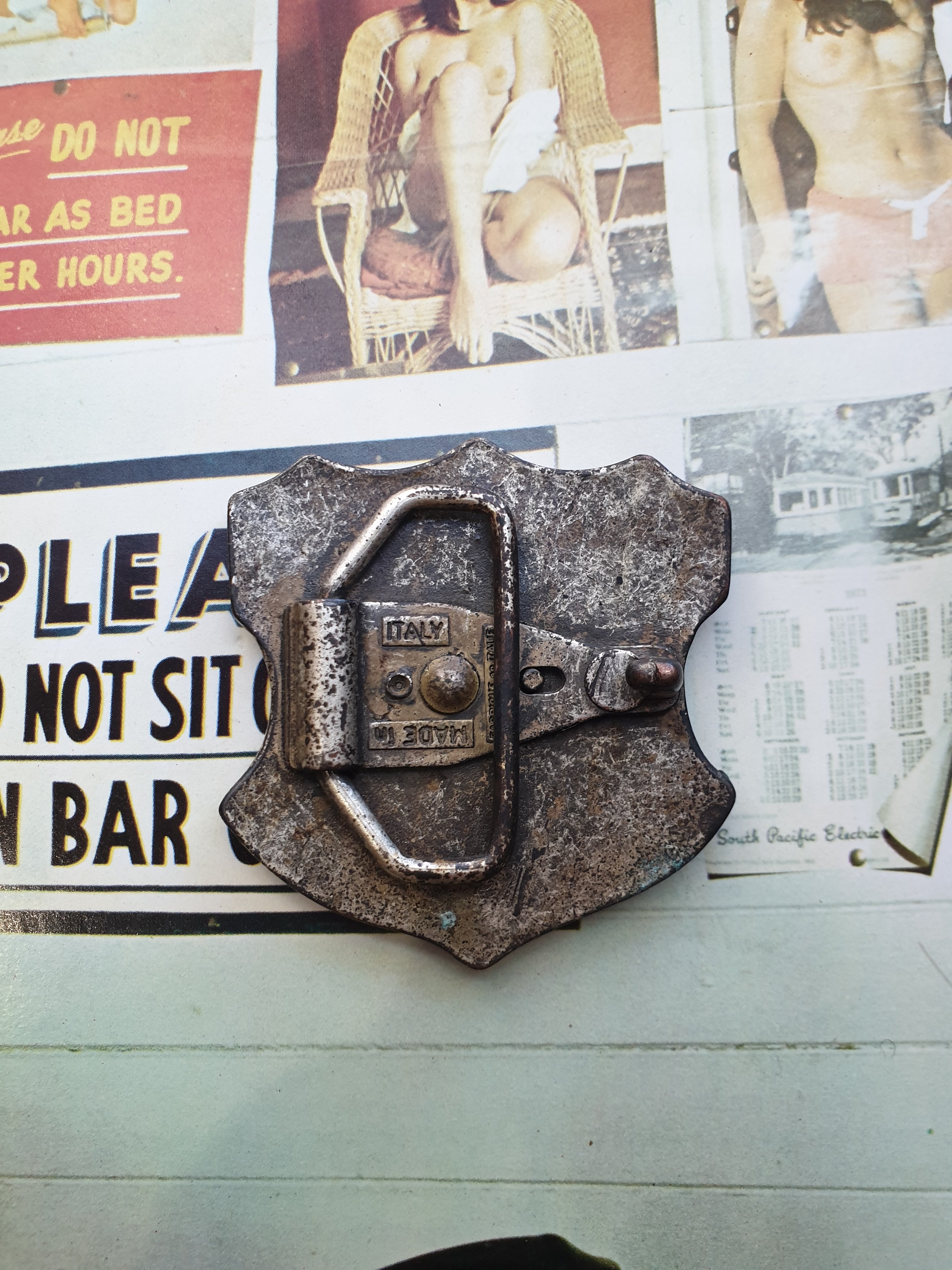 Vintage Italian Shield Belt Buckle