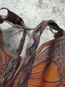 Vintage 1970s Tooled Leather Handbag