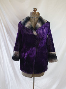 Vintage Crushed Velvet & Faux Fur Jacket