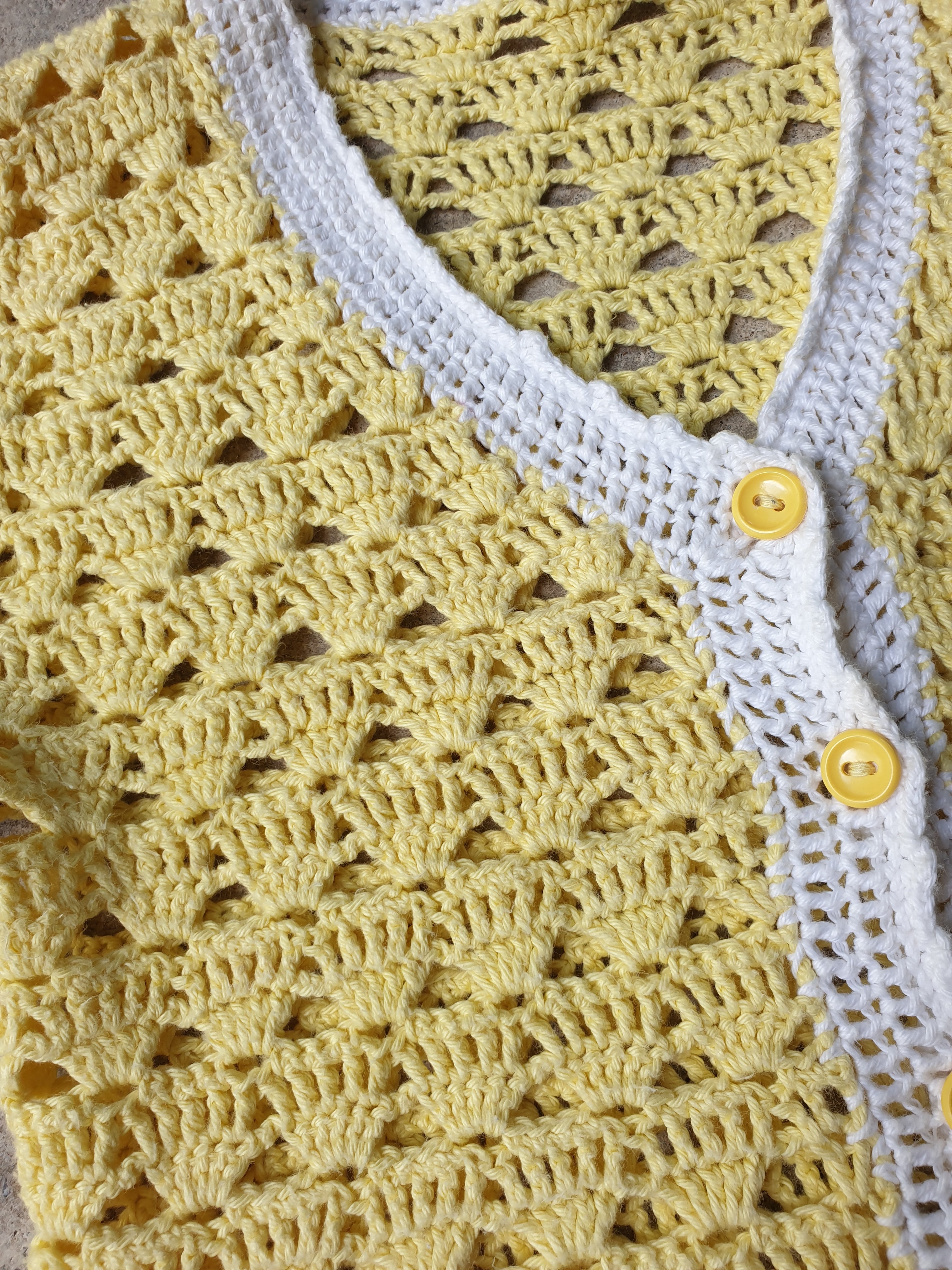 Vintage Yellow Crochet Button Up Crop Top