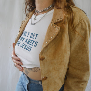 Vintage 1990s Cropped Suede Studded Jacket