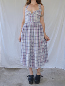 Vintage 90s Plaid Button Front Maxi Dress