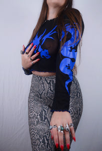 Vintage Mesh Dragon Long Sleeve Top