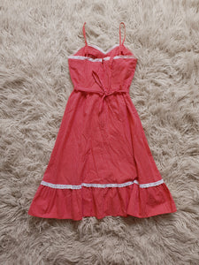 Vintage 1970s Red & White Spotty Midi Dress