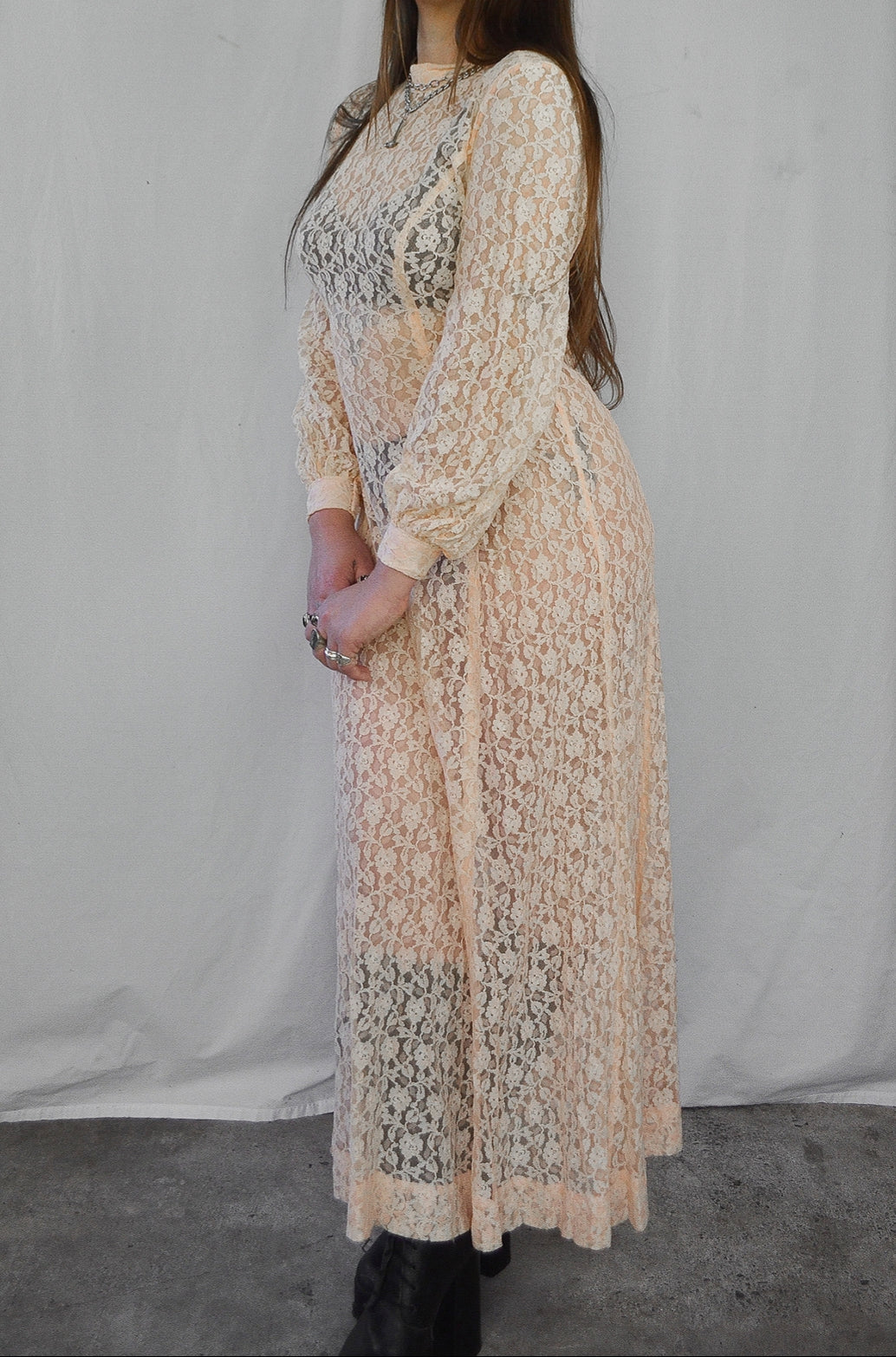 Vintage peach lace maxi