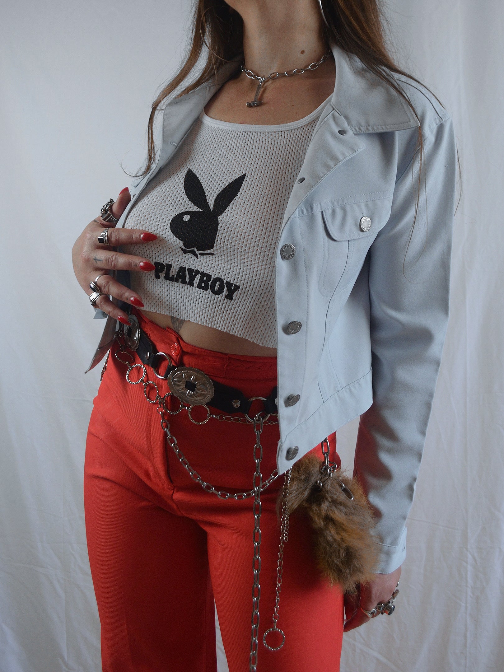 Vintage 1990s Sky Blue Trucker Style Jacket