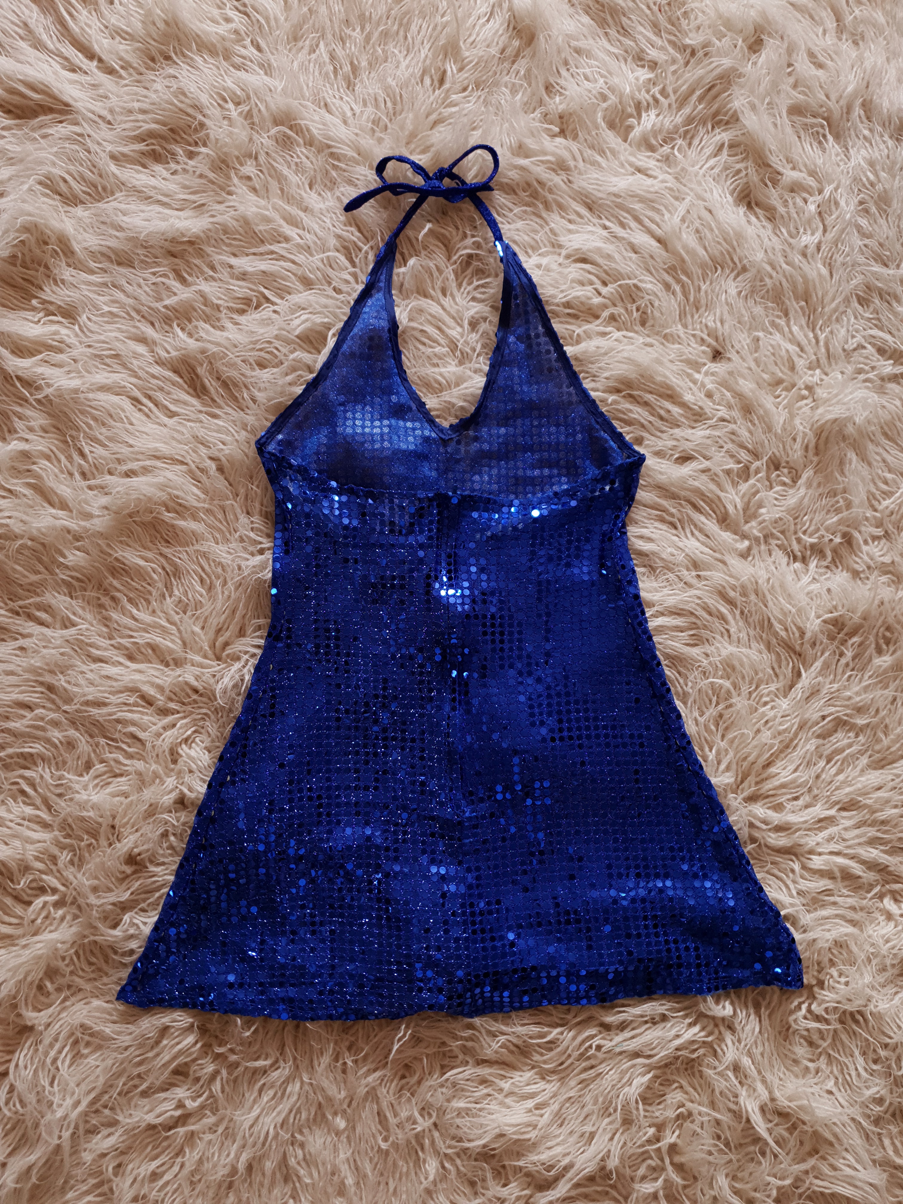 Vintage 1990s Sequins Mini Halter Dress