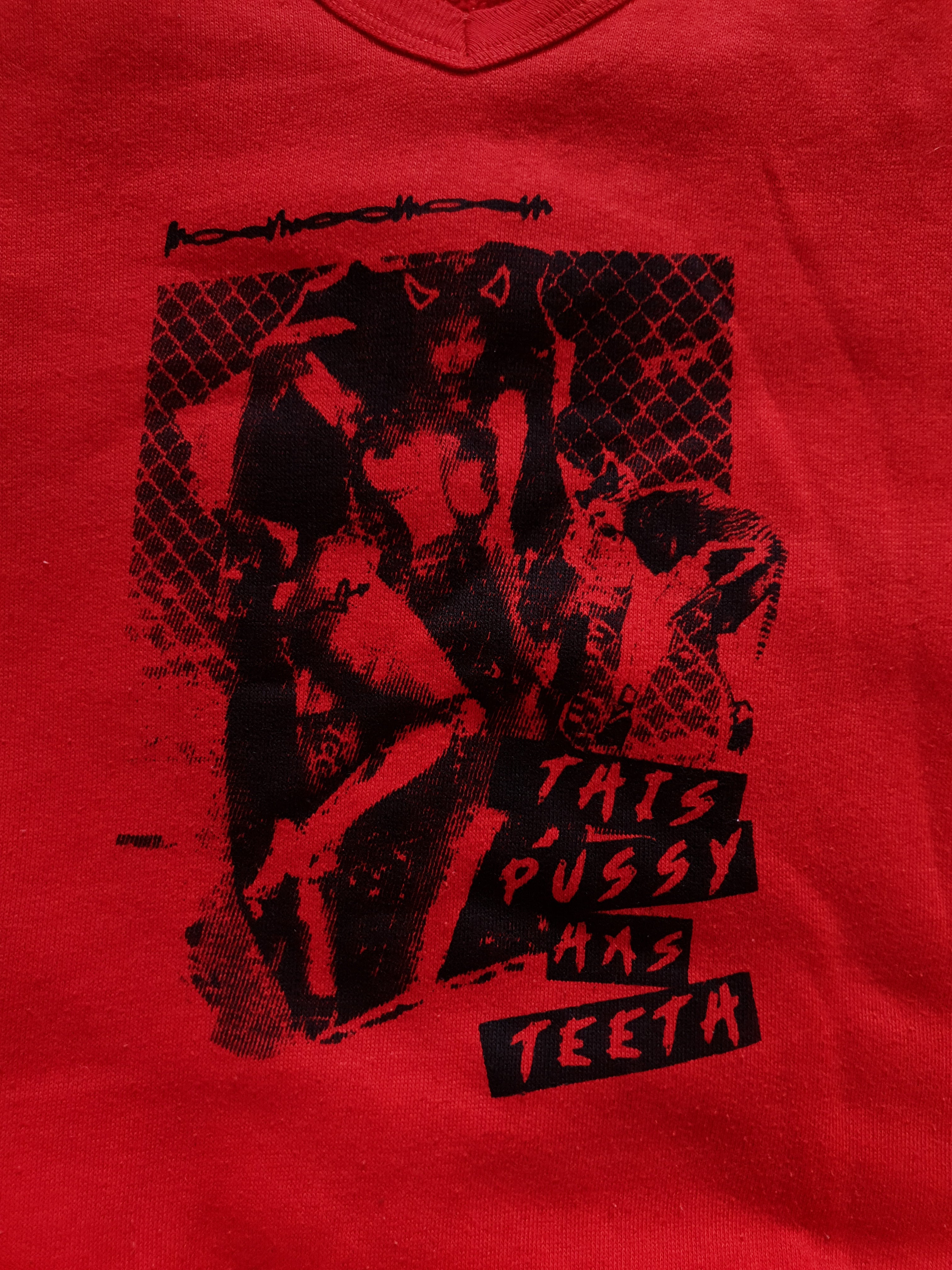 Vintage 1980s Handprinted 'This Pussy Has Teeth' Sweater