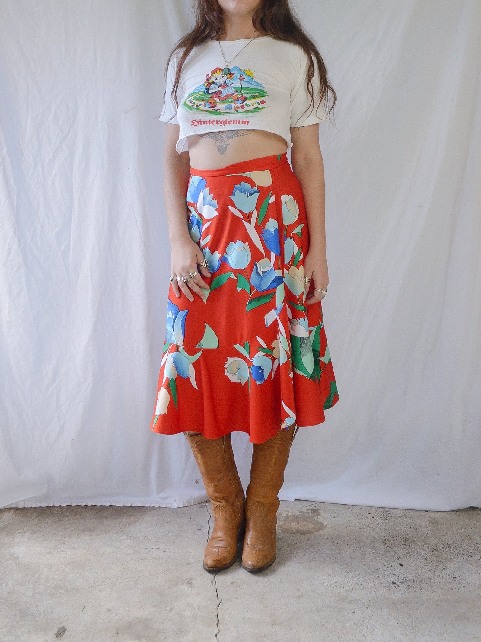 Vintage 70s Midi Wrap Around Skirt