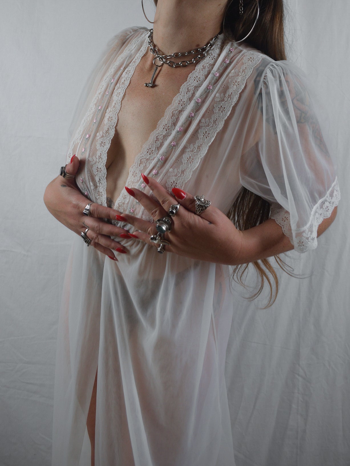 Vintage 1980s Sheer Peignoir