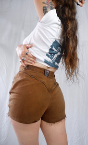 Vintage 1980s Brown Denim Western Studded Shorts