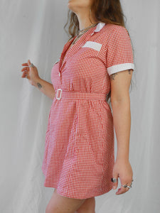 Vintage 1980s/90s Red & White Gingham Mini Dress BNWT