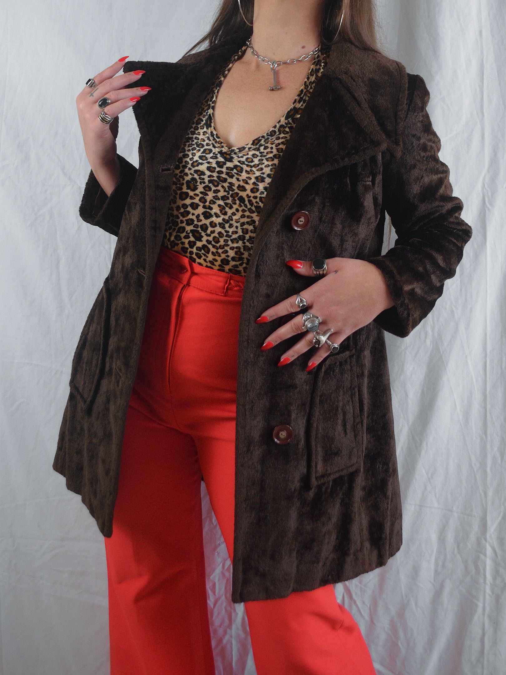 Vintage 1970s Brown Velvet Coat