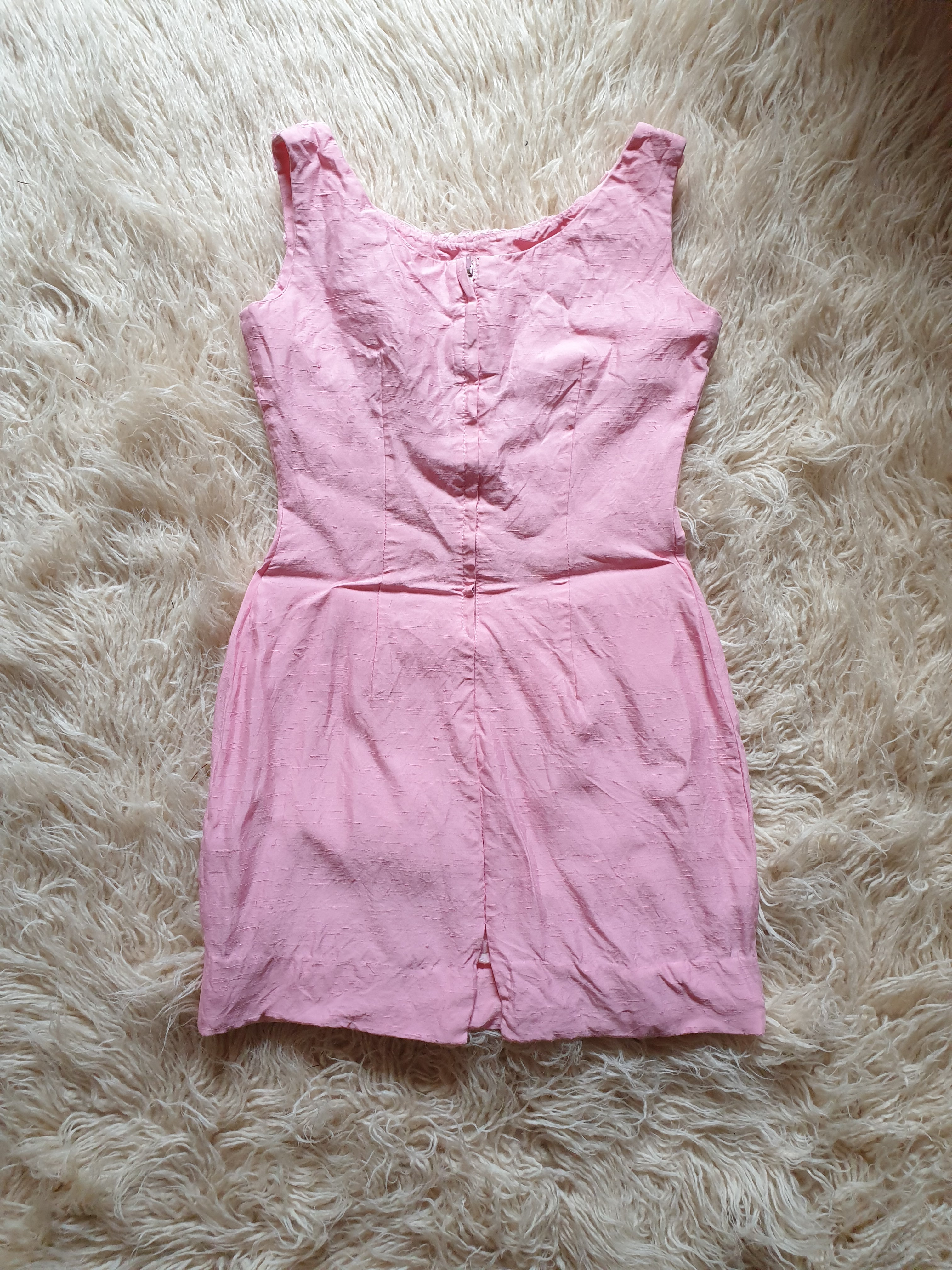Vintage 1960s/70s Pink Lace Bodice Mini Dress