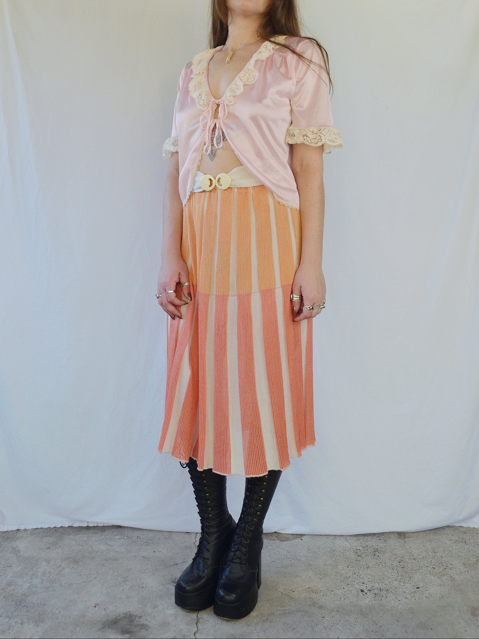 Vintage Ribbed Knit Shell Skirt