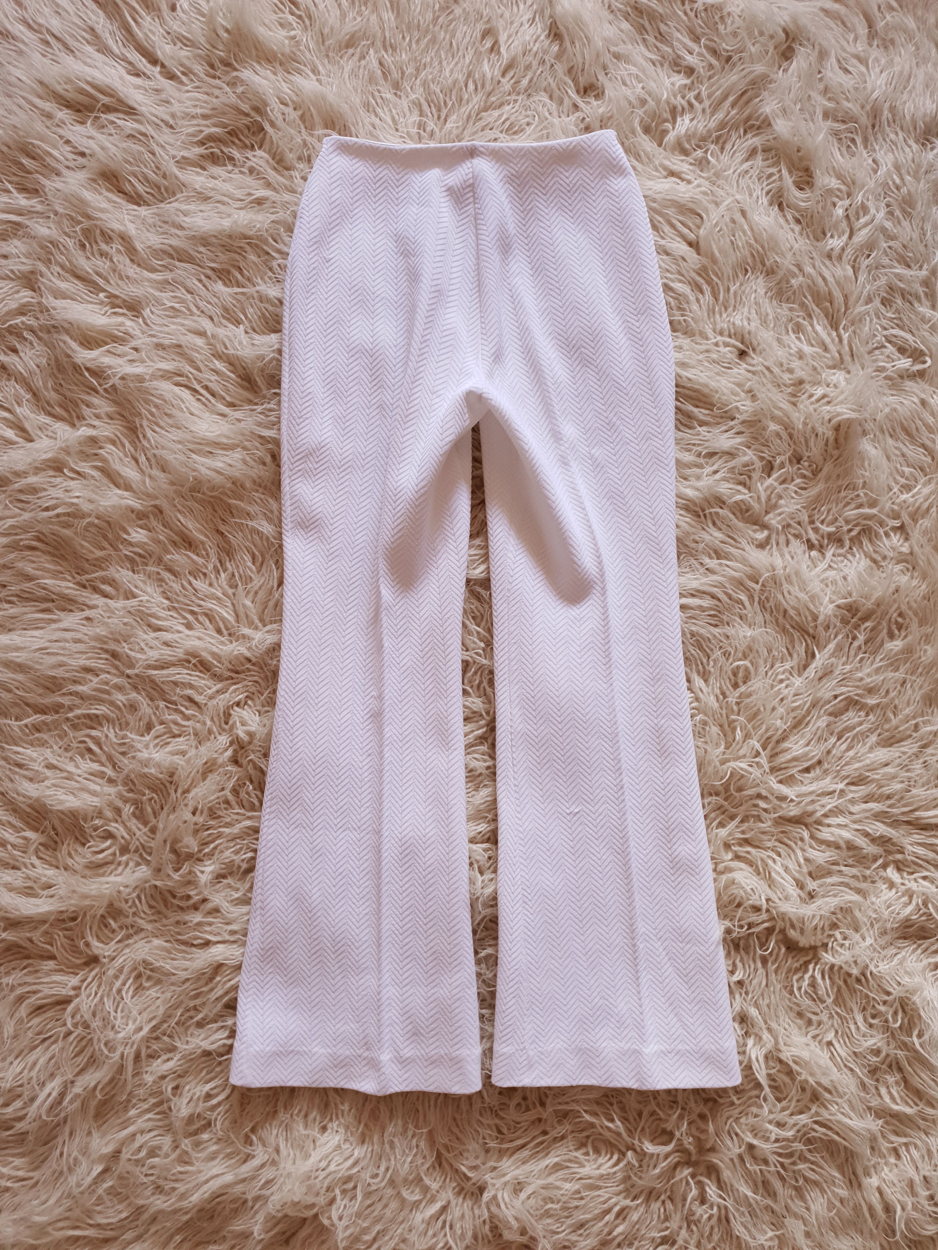Vintage 1970s/80s White Zig Zag Flares