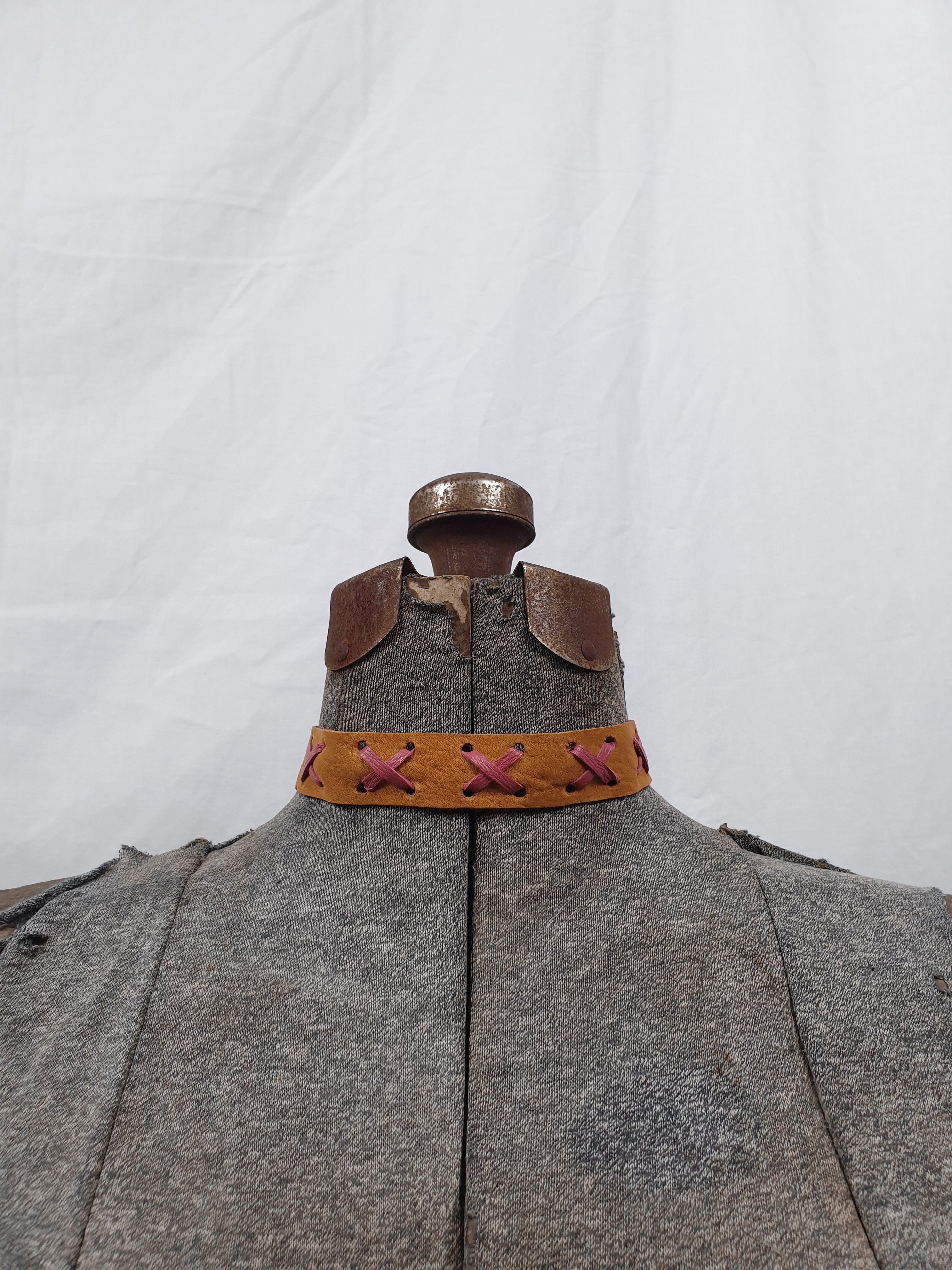 Vintage Pink & Tan Leather Choker